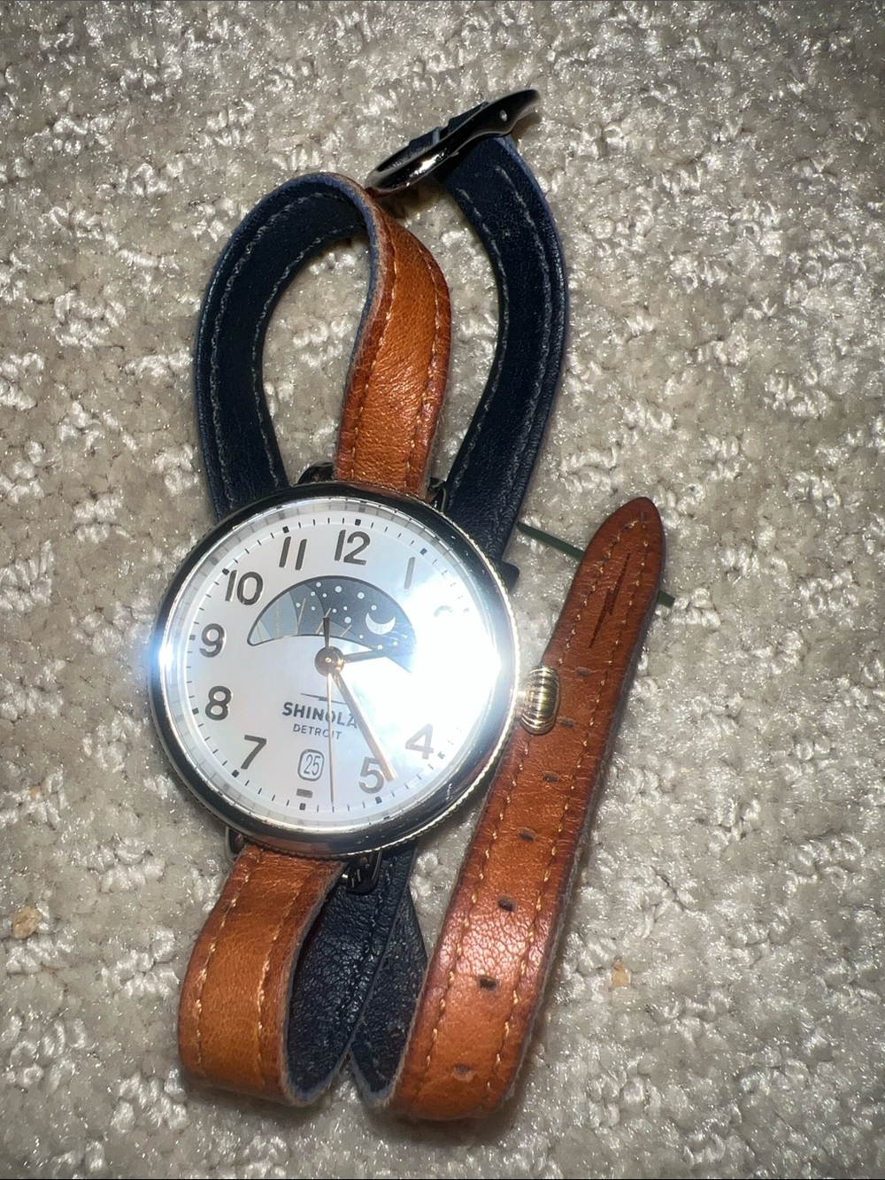 Shinola Women's Moonphase Watch with Tan Leather Strap and White Dial - Picture 3 of 4
